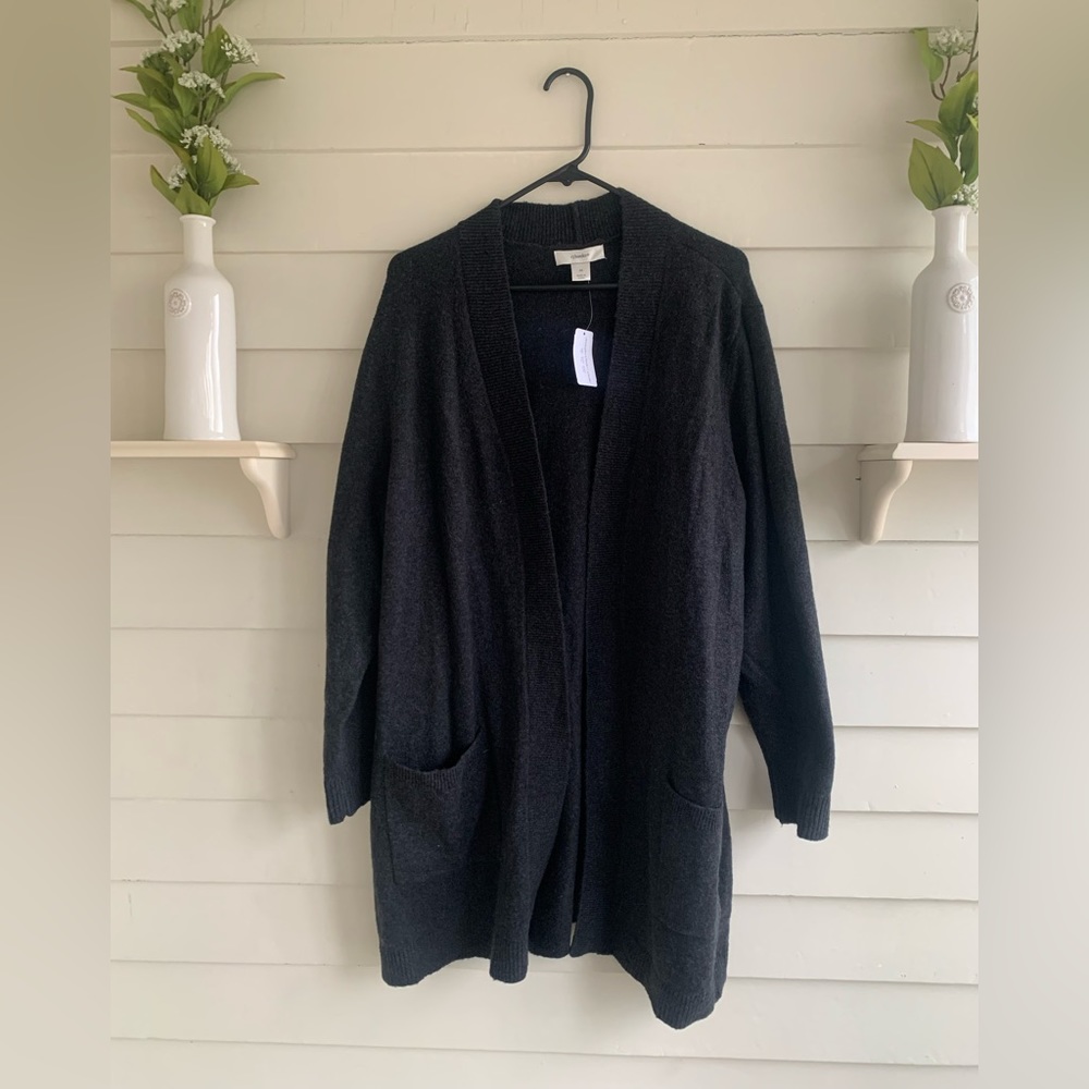 cj banks gray open long cardigan sweater NWT  with flaw Size 2X